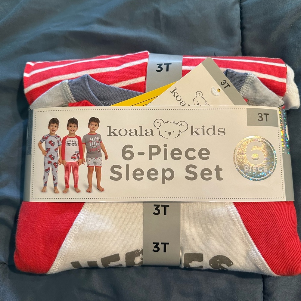 Koala Kids Red & White 6-Piece Sleep Set - 3T